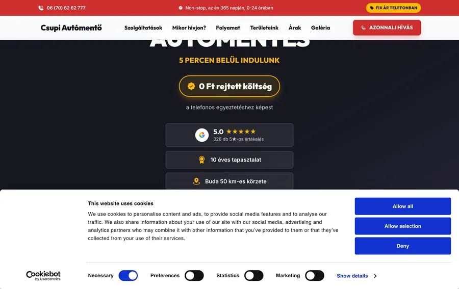 Csupi Automentés — weboldal referencia