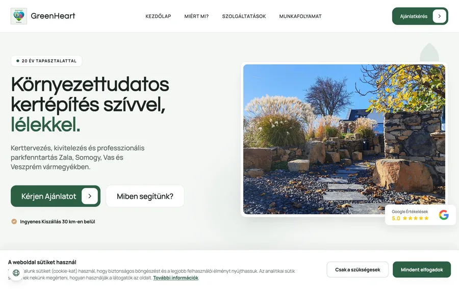 GH Kertépítés — weboldal referencia